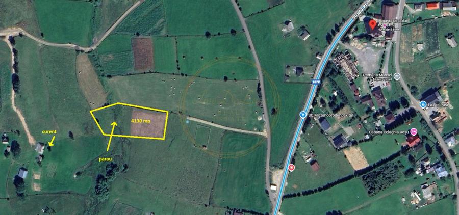 Teren extravilan, 4130mp, cu parau, la 500m de Primaria Marisel