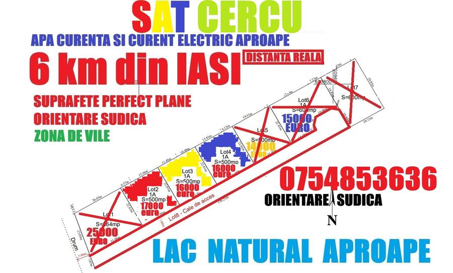 BUCIUM-6 KM DIN IASI , lac natural aproape , 632 mp =16000 euro ,ZONA DEOSEBITA