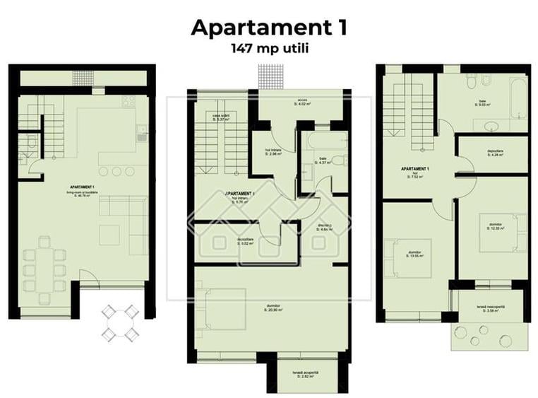Casa cu 4 camere, 3 bai, teren de 284 mp, 2 locuri de parcare