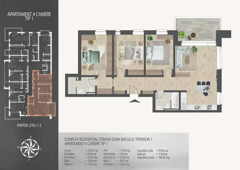 4 camere decomandat 7 minute de metrou 0% Comision Direct Dezvoltator