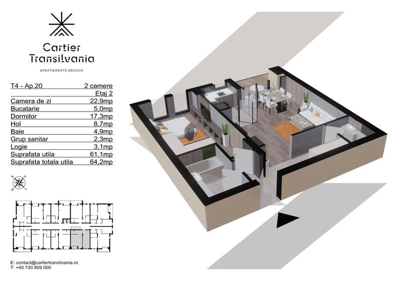 CARTIER TRANSILVANIA, APARTAMENT 2 CAMERE INCALZIRE PARDOSEALA,FATADA VENTILATA