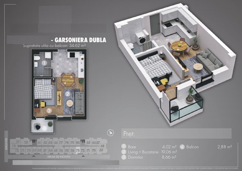 Apartament 2 camere tip studio, mobilat+utilat - lux, metrou Berceni-4min.