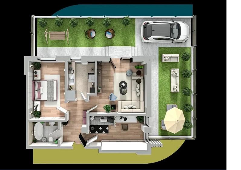 Apartament cu 3 camere, parter + curte proprie, Tip 5, ESQ Village3