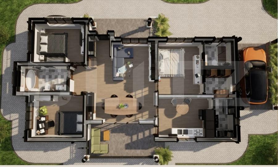 Casa pe un nivel, 120 mp utili, 580 mp de teren, Bistrita