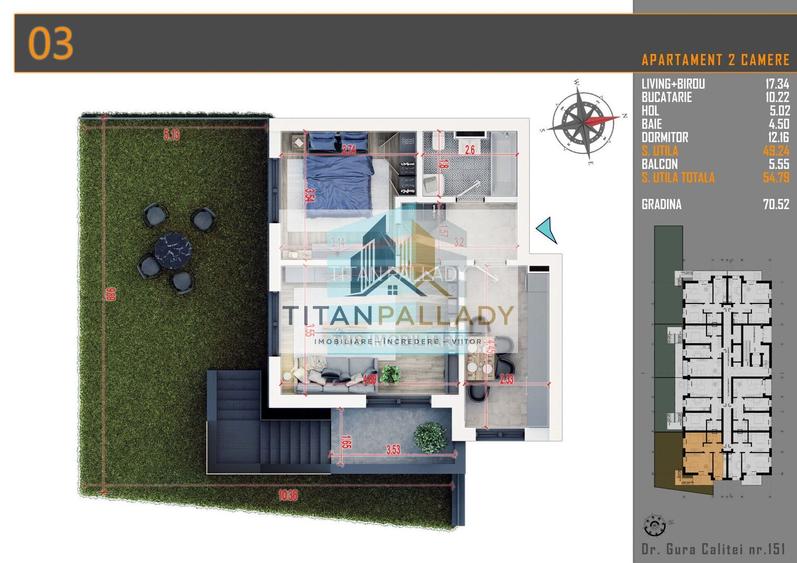 2 camere cu Gradina 70 Mp,Imobil Stil Boutique, Titan -Pallady - 4