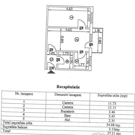 Apartament cu 2 camere, Tatarasi-Piata Chirila