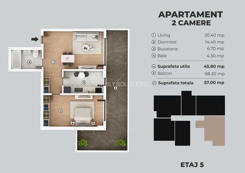 Cartierul nou Metalurgiei - 2 camere finalizat terasa 22mp - 4