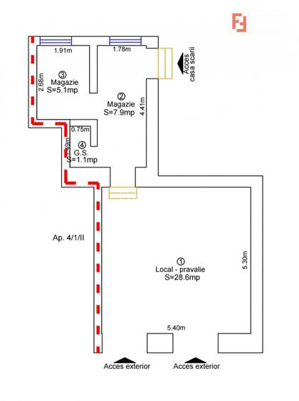 Spatiu comercial de inchiriat, 42 mp, in Piata Mocioni - 11