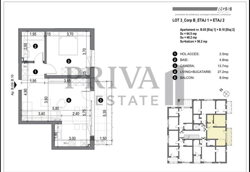 Apartament 2 camere, bucatarie inchisa, parcare inclusa, lift