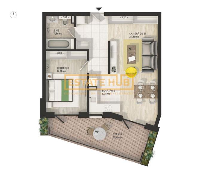 Apartament cu 2 camere și terasă de 15 mp | The Nest - 19