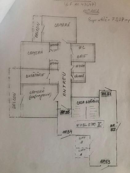 Vând apartament 3 camere, 74 mp + 2 balcoane, Mănăștur, etaj 6