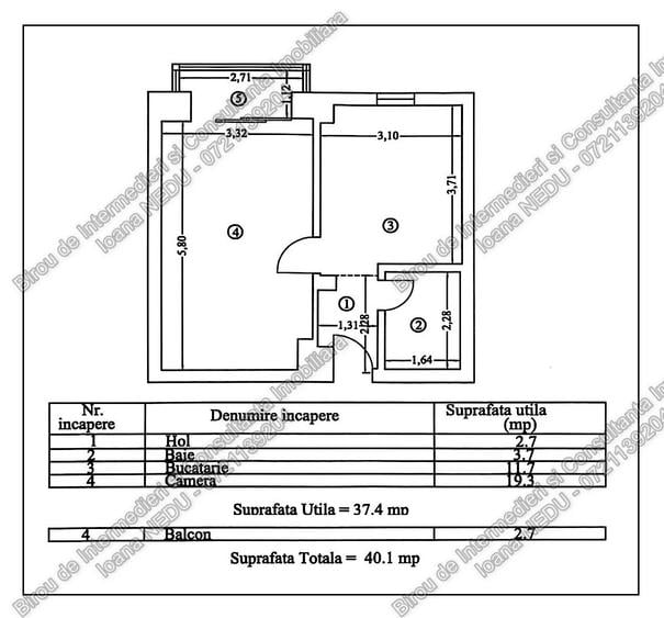 🙋Inel II Bratianu🔸Garsoniera 40m² Bloc de Apartamente 1997 Mobilata Utilata