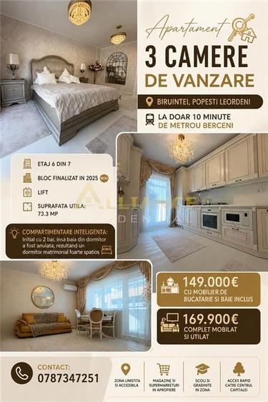 Apartament 3 camere de vanzare – Biruintei || 10 minute Metrou Berceni