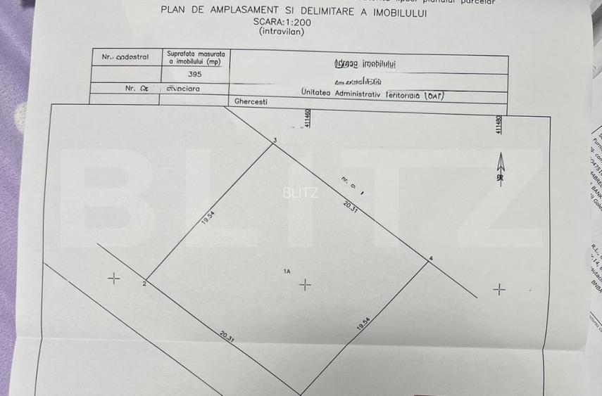 Teren intravilan 395 mp, front 20,3m – Ghercesti zona Aeroportului