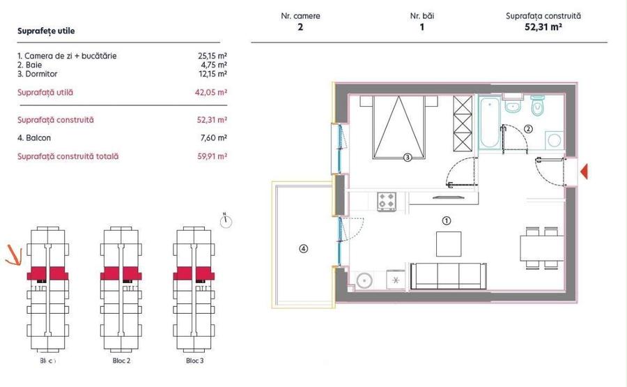 Apartament 2 camere Theodor Pallady / Hils Titanium