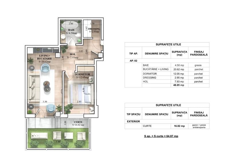 Apartament 2 camere, 39.35 mp, zona Galata