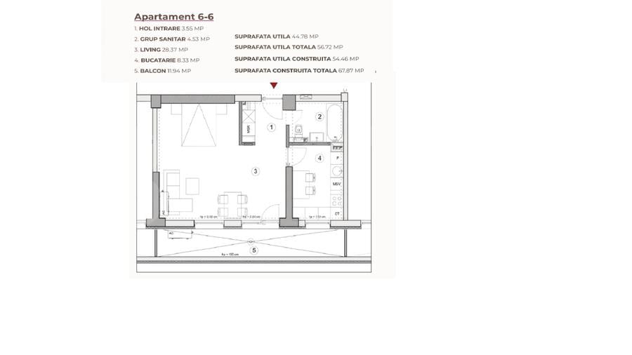Studio, 56.72 mp, ansamblu cu 0% Comision la Achiziție, zona Calea Severinului
