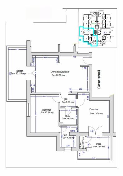 Apartament 3 camere 2 bai mobilat utilat intrare statiunea Mamaia