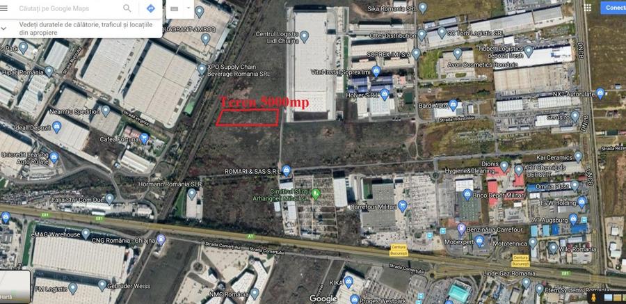 Teren 5000 mp intravil langa Carrefour Militari Chiajna si Lidl Logistic park