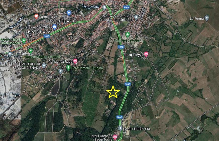 Teren intravilan la liziera padurii Cisnadie -Tocile,14.100mp cu PUZ