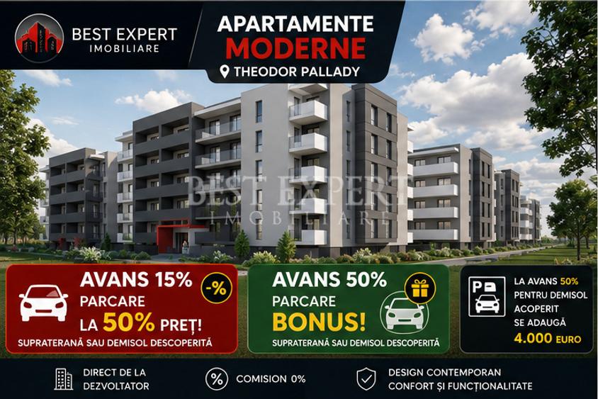 2 Camere Direct Dezvoltator | Parcare inclusa | Incalzire pardoseala| Th.Pallady