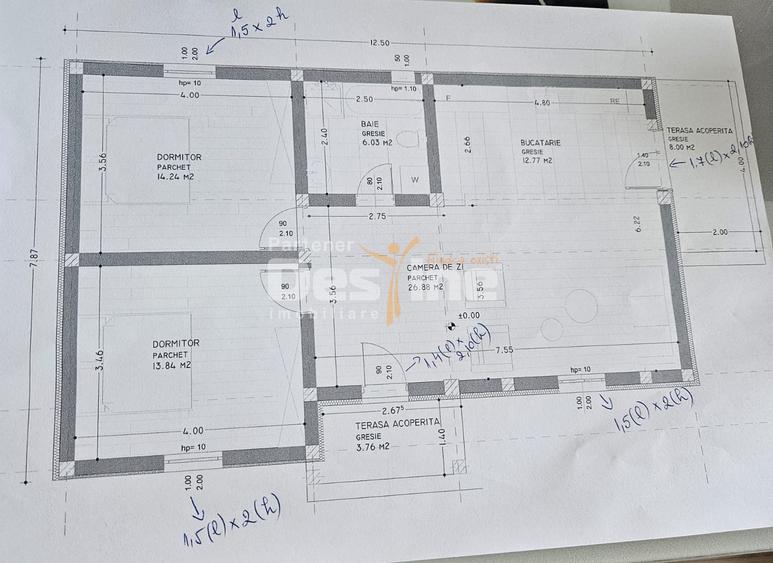 Casă VIȘAN, 3 camere decomandat 74 mp utili, teren 430 mp + parcare