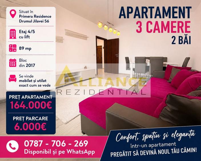 Apartament 3 camere | 89 mp | 2 băi | Primera Residence - 164.000€