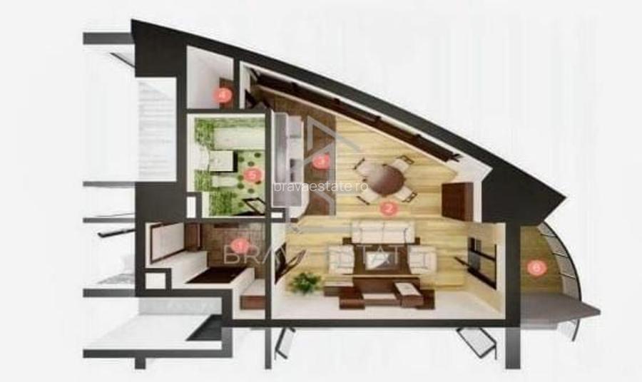Apartament tip studio 45mp ,balcon, semifinisat,  West Tower ,zona Manastur - 2