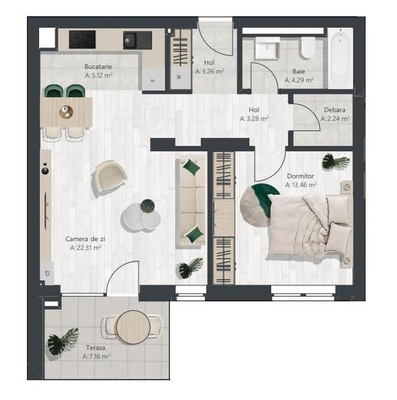 Apartament nou cu 2 camere | Denya Forest