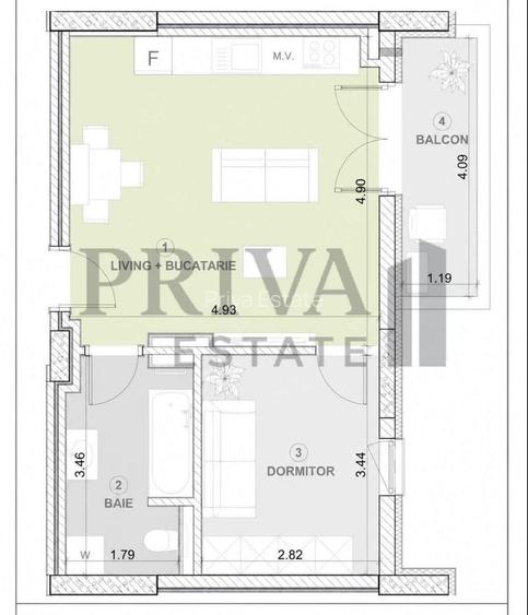 Apartament 2 camere nou, 50 mp, etaj 8, Torontalului - 17