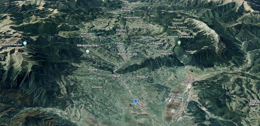 Teren plat P +4 Bran, panoramic munți, DN73, toate utilitățile