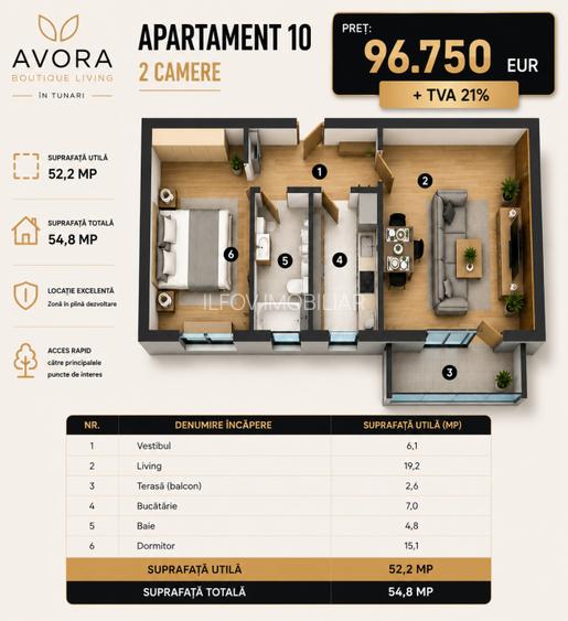 Agora Tunari, apartamente 2 camere,  langa Cosmopolis - 5
