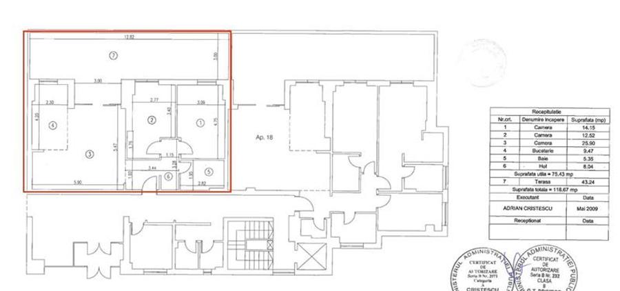 Apartament de 3 camere Calea Victoriei terasa generoasa