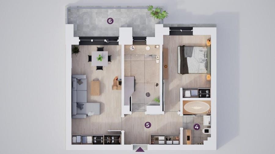 Apartament 2 camere, 0% comision – 51 mp + terasa