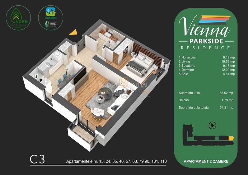 Apartament decomandat cu 2 camere de vanzare - Parc Tudor Arghezi - 1