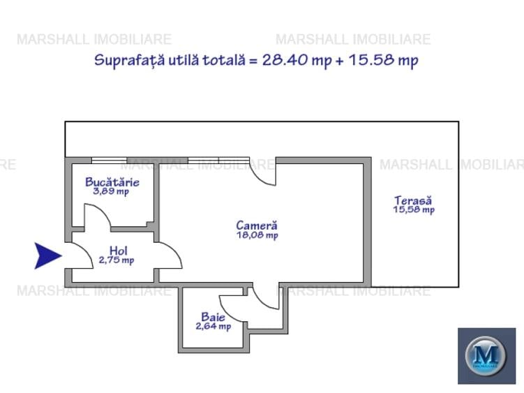 Garsoniera de vanzare, zona Nord, 34.99 mp #16431