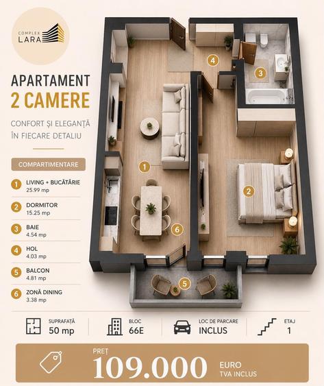 Apartament 2 camere OTOPENI.Mobilat+Utilat Complet!