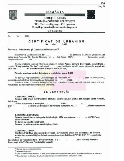 Teren de vz in Berevoiesti / AG ( zona Pastravaria Rausor)
