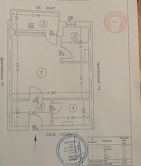 Garsonieră 27 mp mobilată, la cheie – Zona Gării, Etaj 6, baie nouă, direct de l