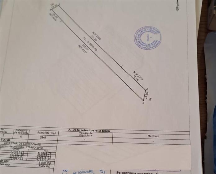 Teren 5549 mp zona Lacu Sarat, 12 euro mp