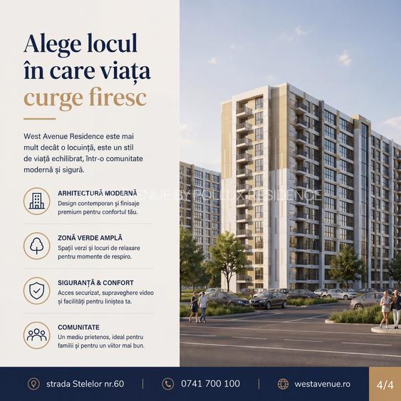 2 camere decomandat, West Avenue Residence, acces Militari - 9