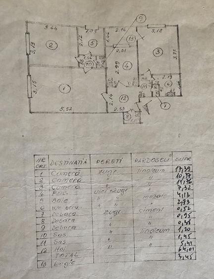Apartament 3 camere-semidecomandat- zona Rahova