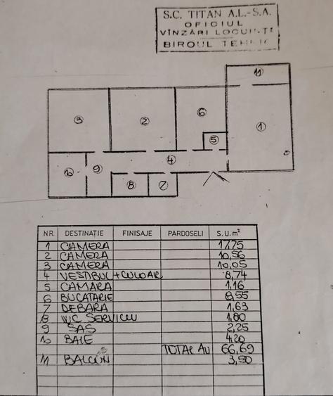 1 Decembrie-Pallady,apartament 3 camere decomandat