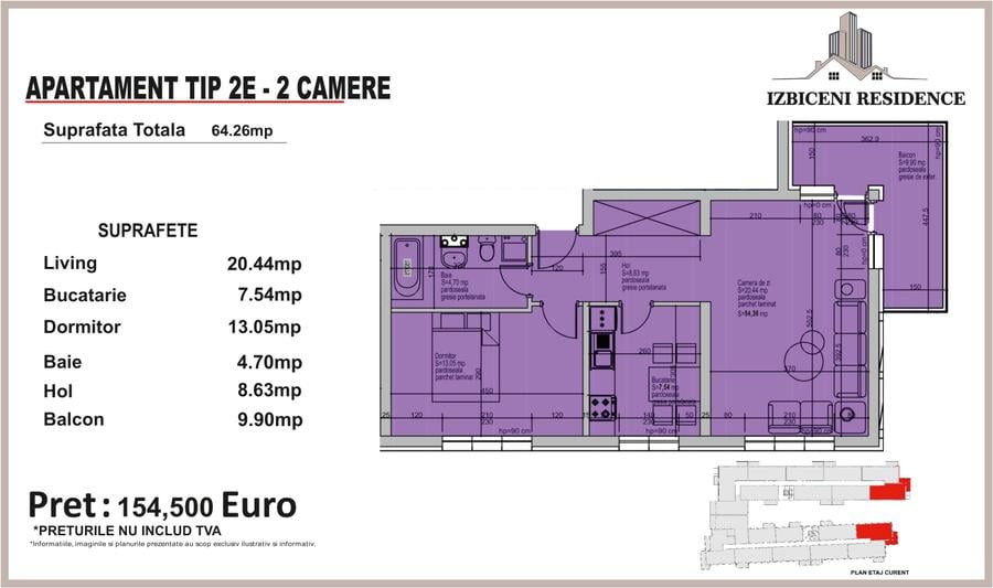 Apartament 2 Camere TIP E in complex Izbiceni Residence