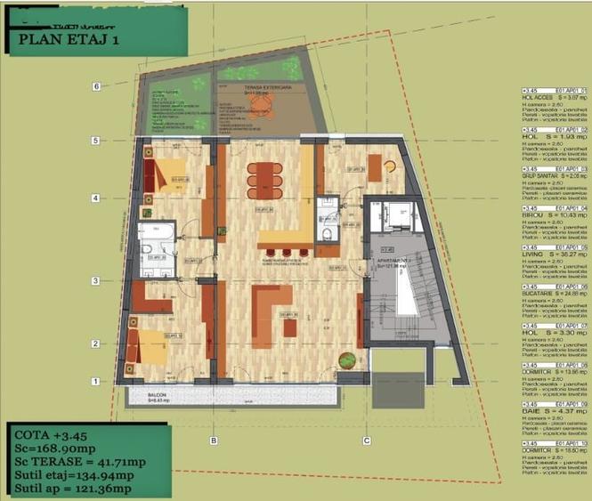 Apartament cu 4 camere si terasa generoasa
