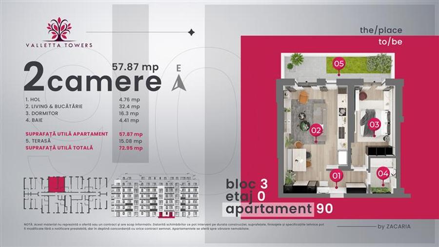 Apartament 2 camere / parter / 73mp utili / Valletta Towers / Craiova