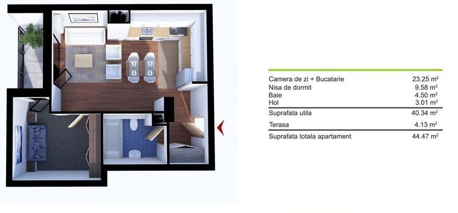 Apartament cu 2 camere langa Baza Sportiva