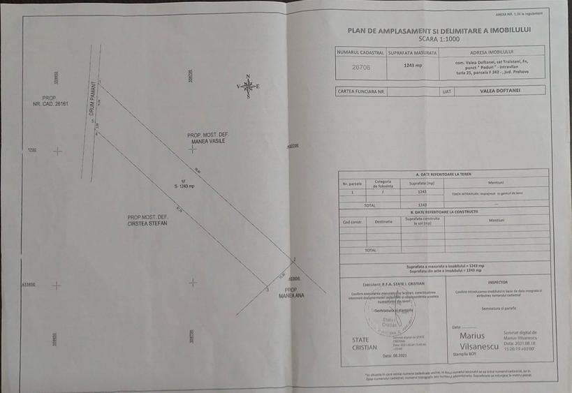 Teren intravilan la baza pădurii Valea Doftanei sat Traisteni (poduri)