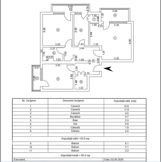 Apartament 3 camere decomandat de vânzare – Micro 19