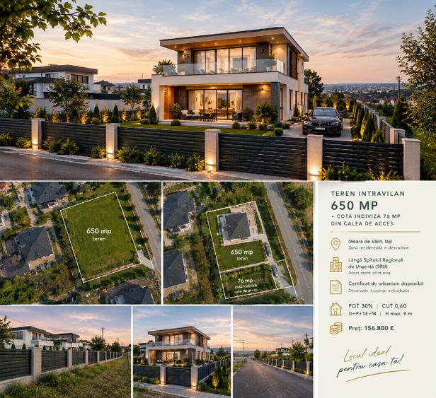 Teren intravilan 650 mp + cotă indiviză 76 mp din drumul de acces | Moara de Vân
